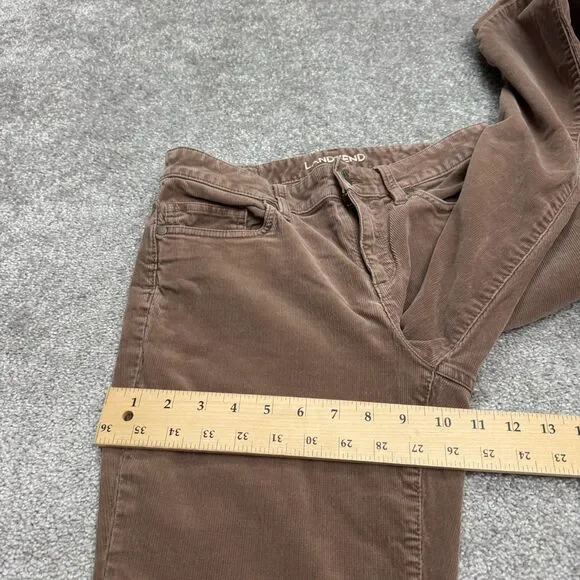 Lands' End Mid Rise Straight Leg Corduroy Pants Womens 4 Brown Cotton Stretch - Picture 13 of 16
